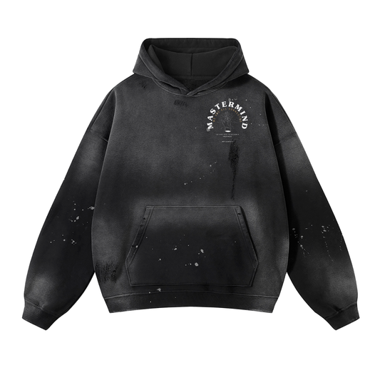 Mastermind Vintage Wash Frayed Fleece Hoodie - 360 GSM